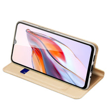 Заредете изображение във визуализатора на галерията – Dux Ducis Skin Pro Case For Xiaomi Redmi 11A / Poco C55 / Redmi 12C Cover Flip Card Wallet Stand Gold
