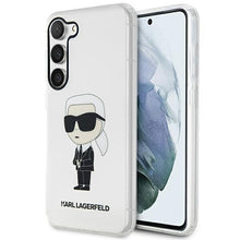 Заредете изображение във визуализатора на галерията – Karl Lagerfeld KLHCS23SHNIKTCT S23 S911 transparent hardcase Ikonik Karl Lagerfeld
