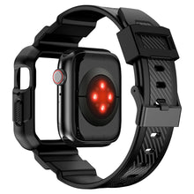 Заредете изображение във визуализатора на галерията – Kingxbar CYF537 2in1 Armored Case for Apple Watch SE, 8, 7, 6, 5, 4, 3, 2, 1 (45, 44, 42 mm) with strap black
