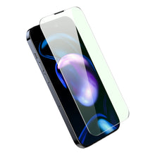 Заредете изображение във визуализатора на галерията – Baseus Full Screen Tempered Glass for iPhone 14 Pro with Anti Blue Light Filter and 0.3mm Speaker Cover + Mounting Frame
