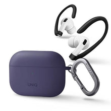 Заредете изображение във визуализатора на галерията – Uniq case Nexo AirPods Pro 2 gen + Ear Hooks Silicone purple/fig purple
