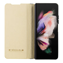Заредете изображение във визуализатора на галерията – Nillkin Qin Leather Pro Samsung Galaxy Z Fold 5 Leather Flip Case with Camera Cover - Gold
