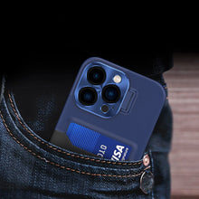 Заредете изображение във визуализатора на галерията – Leather Stand Case for Samsung Galaxy S23 Ultra cover card wallet with stand blue
