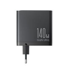 Заредете изображение във визуализатора на галерията – Fast charger GaN 140W 3 x USB-C / USB-A Joyroom JR-TCG05EU - black + USB-C cable - USB-C 240W 1.2m
