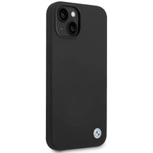 Заредете изображение във визуализатора на галерията – BMW Silicone Metal Logo case for iPhone 15 / 14 / 13 - black
