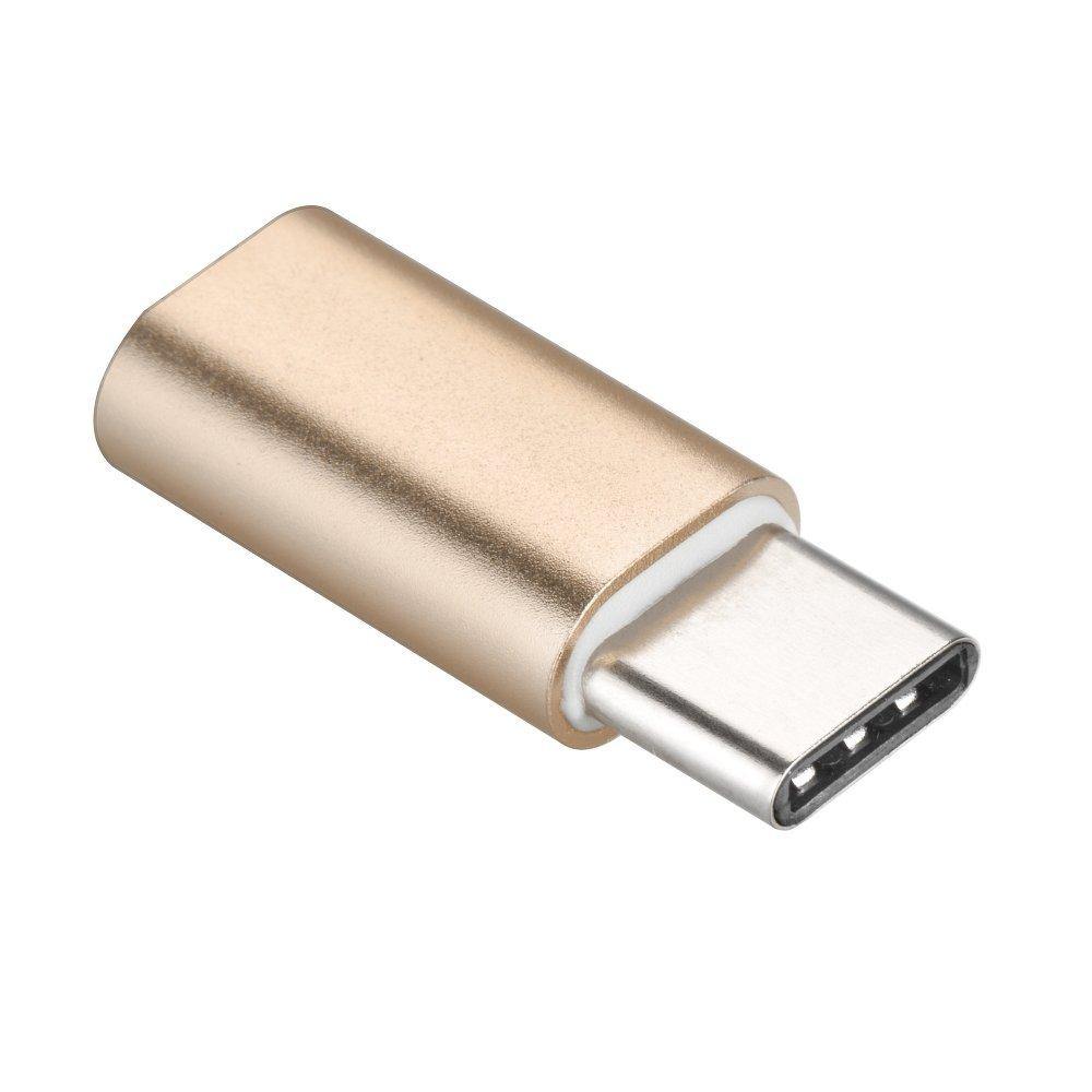 Adapter charger micro usb / microusb type c gold - TopMag