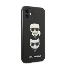 Заредете изображение във визуализатора на галерията – Original Pouch KARL LAGERFELD -  hardcase Saffiano Ikonik Karl&amp;Choupette Head KLHCN61SAKICKCBK for Iphone 11 - black
