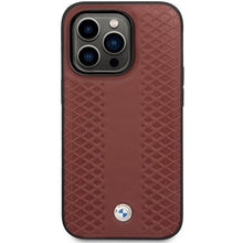 Заредете изображение във визуализатора на галерията – Case BMW BMHCP14L22RFGR iPhone 14 Pro 6.1" Burgundy/burgundy Leather Diamond Pattern
