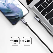 Заредете изображение във визуализатора на галерията – Ugreen US334 USB-C / USB-C 90º 480Mb/s 2m angled cable - black
