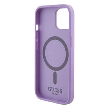 Заредете изображение във визуализатора на галерията – Guess Saffiano MagSafe case for iPhone 15 Plus - purple
