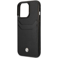 Заредете изображение във визуализатора на галерията – Case BMW BMHCP14L22RSEPK iPhone 14 Pro 6.1" black/black Leather Card Slot
