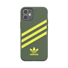 Заредете изображение във визуализатора на галерията – Adidas оригинален гръб за iPhone 12 mini тъмнозелен-жълт - TopMag
