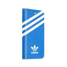Заредете изображение във визуализатора на галерията – Adidas оригинален калъф тип книга за iPhone 7 / 8 / SE 2020 син/бял - TopMag
