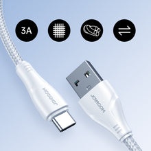 Заредете изображение във визуализатора на галерията – Joyroom USB cable - USB C 3A Surpass Series for fast charging and data transfer 0.25 m white (S-UC027A11)
