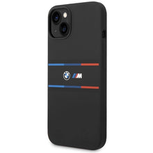 Заредете изображение във визуализатора на галерията – BMW M Silicone Tricolor Lines case for iPhone 15 / 14 / 13 - black
