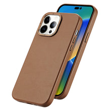 Заредете изображение във визуализатора на галерията – Dux Ducis Grit Leather Case for iPhone 14 Pro Elegant Faux Leather Cover (MagSafe Compatible) Brown
