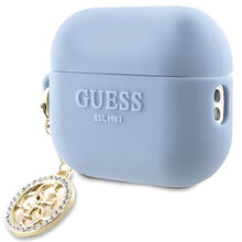 Заредете изображение във визуализатора на галерията – Guess GUAP23DSLGHDB AirPods Pro 2 cover blue/blue 3D Rubber 4G Diamond Charm
