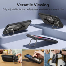 Заредете изображение във визуализатора на галерията – ESR ARMOR TOUGH KICKSTAND HALOLOCK MAGSAFE IPHONE 15 PRO MAX CLEAR/BLACK
