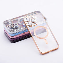 Заредете изображение във визуализатора на галерията – Electro Mag Cover case compatible with MagSafe for IPHONE 15 PRO gold
