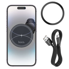 Заредете изображение във визуализатора на галерията – HOCO car holder to air vent with wilress charging support MagSafe HW6 greay
