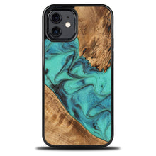 Заредете изображение във визуализатора на галерията – Bewood Unique Turquoise iPhone 12/12 Pro Wood and Resin Case - Turquoise Black
