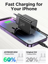 Заредете изображение във визуализатора на галерията – Joyroom JR-TCF06 USB-C PD 20W wall charger + USB-C cable - black
