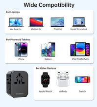 Заредете изображение във визуализатора на галерията – Choetech PD6041 USB-C USB-A PD 30W Travel Charger with 4 US EU UK AU Plugs - Black
