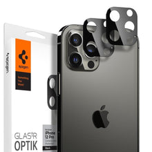 Заредете изображение във визуализатора на галерията – TEMPERED GLASS Spigen OPTIK.TR CAMERA LENS IPHONE 12 PRO BLACK

