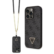 Заредете изображение във визуализатора на галерията – Original faceplate case GUESS GUHCP14LP4TDSCPK for iPhone 14 PRO (Metal Logo Starss Crossbody / black)
