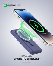 Заредете изображение във визуализатора на галерията – Amazing Thing Power bank Thunder Pro Stand 5000mAh TPM5KSBU - Type C - magnetic with induction charger blue
