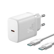 Заредете изображение във визуализатора на галерията – Joyroom JR-TCF11 fast charger with a power of up to 25W + USB-C / USB-C cable 1m - white
