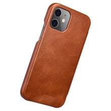 Заредете изображение във визуализатора на галерията – iCarer Curved Edge Vintage Folio leather case iPhone 12 Pro Max brown (RIX1202 brown)
