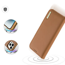 Заредете изображение във визуализатора на галерията – Dux Ducis Hivo iPhone 15 Pro Dux Ducis Hivo wallet case with RFID blocking - brown
