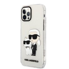 Заредете изображение във визуализатора на галерията – Karl Lagerfeld KLHCP12MHNKCTGT iPhone 12 /12 Pro 6.1" transparent hardcase Gliter Karl&amp;Choupette
