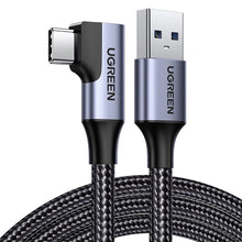 Заредете изображение във визуализатора на галерията – Ugreen US385 USB-A / USB-C 90º 5Gb/s 3A 1m angled cable - black
