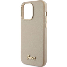 Заредете изображение във визуализатора на галерията – Guess Glitter Glossy Script case for iPhone 15 Pro Max - gold
