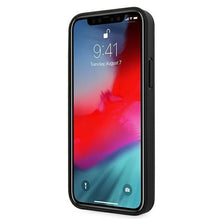 Заредете изображение във визуализатора на галерията – AMG AMHCP12MOSDBK iPhone 12/12 Pro 6,1" czarny/black hardcase Leather Curved Lines
