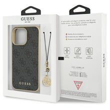 Заредете изображение във визуализатора на галерията – Guess GUHCP14XGF4GGR iPhone 14 Pro Max 6.7" grey/grey hardcase 4G Charms Collection
