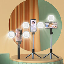 Заредете изображение във визуализатора на галерията – Selfie Stick MINI - with detachable bluetooth remote control, tripod and 2 LED lights - P40S-F BLACK
