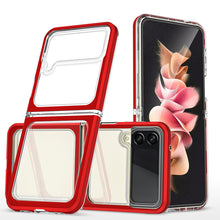 Заредете изображение във визуализатора на галерията – Clear 3in1 case for Samsung Galaxy Z Flip 4 silicone cover with frame red

