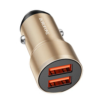 Заредете изображение във визуализатора на галерията – Borofone Car charger BZ19 Wisdom - 2xUSB - 12W gold
