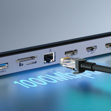 Заредете изображение във визуализатора на галерията – Baseus EliteJoy Gen2 11-Port Type-C HUB Adapter Dark gray（Type-C to HDMI*1+USB3.0*3+PD*1+VGA*1+SD/TF*1+RJ45*1+Type-C Data*1+3.5mm*1）
