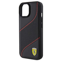 Заредете изображение във визуализатора на галерията – Ferrari Perforated Waves Metal Logo case for iPhone 15 / 14 / 13 - black
