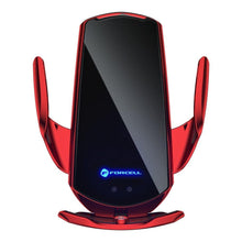 Заредете изображение във визуализатора на галерията – Автоматична стойка за кола с безжично зареждане + магнитни накрайници 15w червена - TopMag
