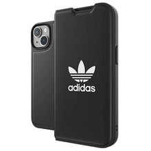 Заредете изображение във визуализатора на галерията – Adidas OR Booklet Case BASIC iPhone 14 6.1" black/black white 50181
