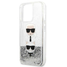 Заредете изображение във визуализатора на галерията – Karl Lagerfeld KLHCP13LKICGLS iPhone 13 Pro / 13 6,1" srebrny/silver hardcase Liquid Glitter Karl&amp;Choupette Head
