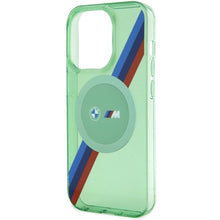 Заредете изображение във визуализатора на галерията – BMW M Tricolor Stripes MagSafe case for iPhone 15 Pro - green
