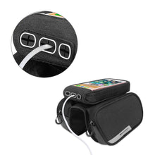 Заредете изображение във визуализатора на галерията – Wozinsky frame bike bag + detachable phone cover up to 6.5 "1.5l black (WBB7BK)
