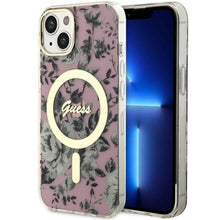 Заредете изображение във визуализатора на галерията – Guess GUHMP14MHCFWSP iPhone 14 Plus 6.7" pink/pink hardcase Flower MagSafe
