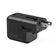 Заредете изображение във визуализатора на галерията – Choetech PD6038 USB-C USB-A PD 20W Travel Charger USA EU UK AU - Black
